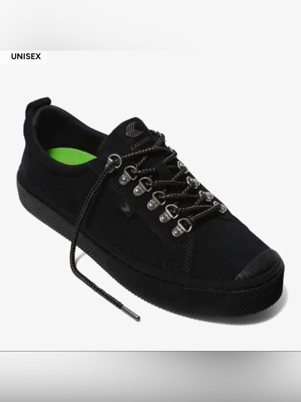 Cariuma OCA Low Speed Hooks Black Suede Sneakers Women's 7